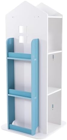 4-Tier Rotating Bookshelf,360° Display Book Shelf,Floor Standing Bookcase,Children's Bookshelves for Bedroom, Living Roo