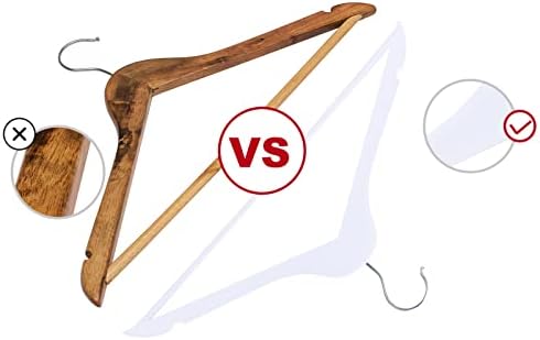 Wooden Hangers 30 Pack, Wood Hangers with Extra Smooth Finish, Precisely Cut Notches & Chrome Swivel Hook, Wooden Clothes Hangers for Shirt Coat Jacket Dress, White