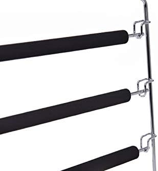 3 Quality Multi-Bar Metal Hangers - Real Heavy Duty, Space-Saving, Stable with Non-Slip Foam Padding, Swivel Hook for 5 Jeans Each - Suitable for Pants, Scarves, Towels, Trousers