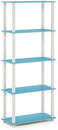 Furinno TURN-S-TUBE Book Shelf, 5-Tier Toolless Storage Shelves with Square Tubes, Shelving Unit for Organization and St