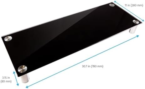 Monoprice Large Multimedia Desktop Stand - Black Glass (30.8 x 11in) Stand & Riser, Laptop Stand, Desktop TV Stand, Dual