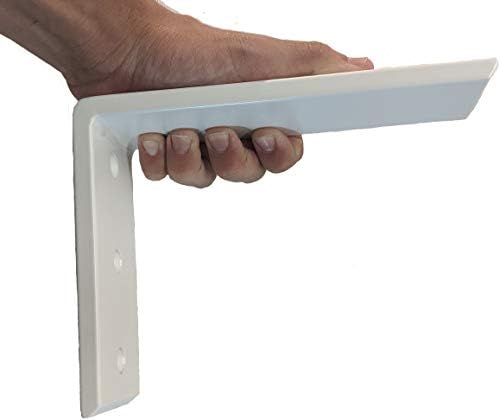 Dmax Heavy Duty L Brackets White Steel 6 x 8 | 3 Pack | Hidden Countertop Support Brackets | 3/8 Thick, Holds 150 lbs |