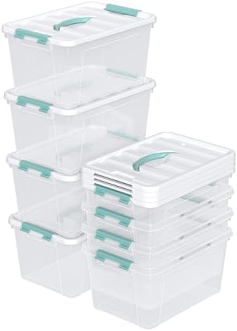 8-Pack Stackable Clear Storage Bins with Lids, 14-Qt Storage Box