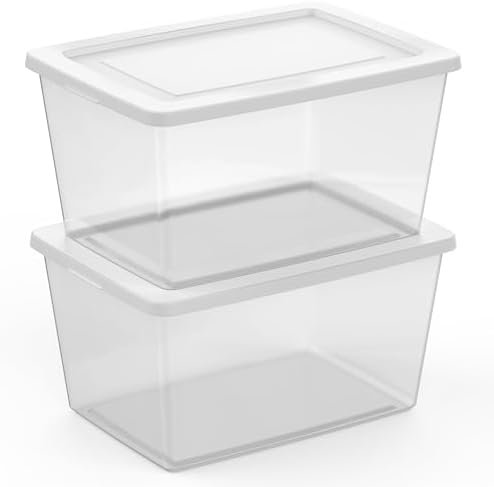 Sterilite Clear Storage Box Stackable Tote, 58 Quart, 12-Pack