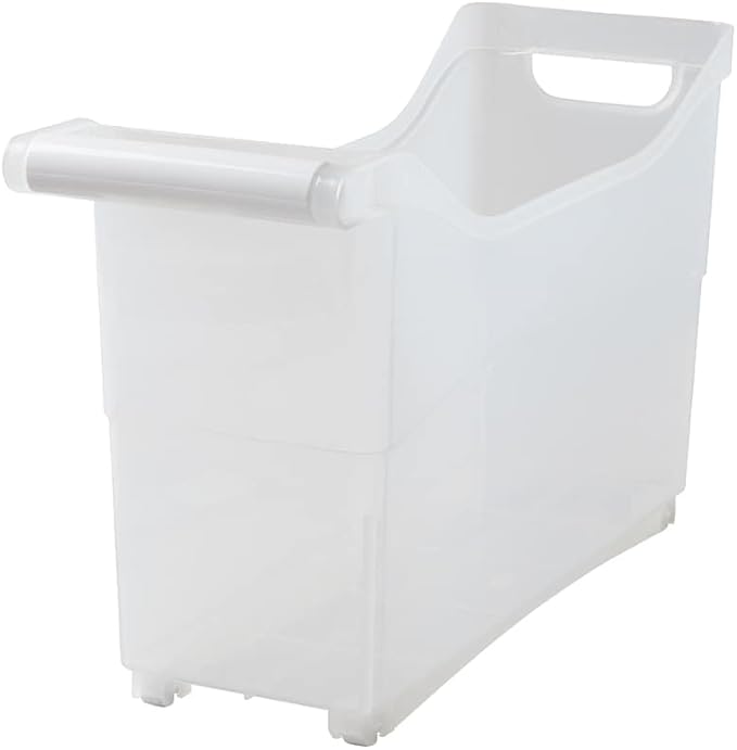 Storage Bin with Handle and Rolling Wheels for Kitchen Organization Plastic - White