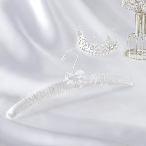 TOPIA HANGER Satin Padded Hangers for Women Clothing 17-inch 10 Pack White