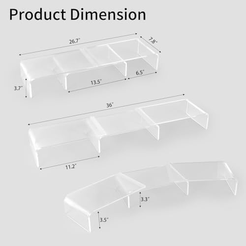 LEKETREE Acrylic Monitor Stand , Clear Monitor Stand for Desk, Computer Accessories for Home Office, Desk Organizer Shel