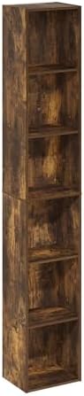 Furinno LUDER Book Shelf, 6-Tier Tall Modern Bookshelf, Bookcase with Open Shelves, 9.3 x 12 x 71, for Living Room, Bedr