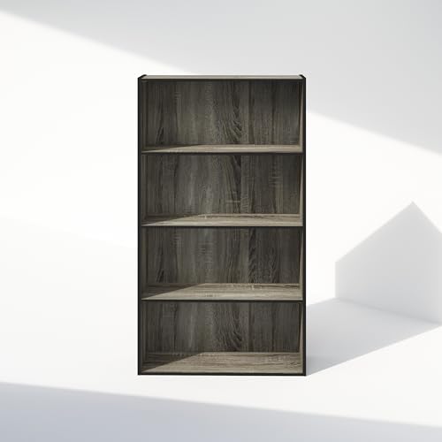Furinno Simple Book Shelf, 4-Tier Bookshelf, Bookcase with Open Shelf, 9.4 x 23.6 x 41.7, for Living Room, Bedroom, Home