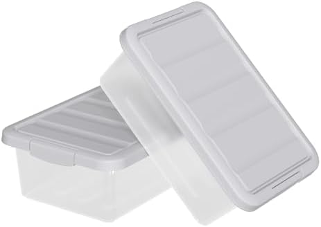 14 Quart Plastic Clear Storage Bin, 2 Packs Organizers Boxes