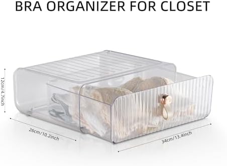 Underwear Drawer Organizer, Stackable Bra Organizer for Closet, 1 Cell Bra Storage, Sock and Underwear Organizer, Closet Organizers and Storage Drawer for Bra, Socks, Tie, Belt, Scarf