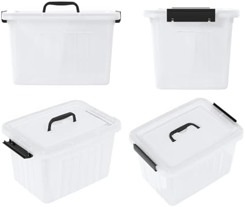 Clear Storage Latch Bin 12 Quart, Plastic Organizing Box, 6-Pack