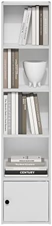 Furinno LUDER Book Shelf, 5-Tier Modern Bookshelf, Bookcase with 1 Door Storage Cabinet, 9.3 x 12 x 52, for Organization