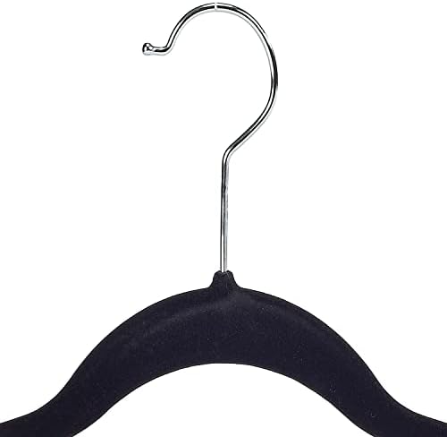 Simplify 24 Pack Velvet Hangers with Clips | Skirt and Pants | Slim Space Saving | Closet Organization | Non-Slip | Prevent Creases | Swivel Neck | Durable | Black