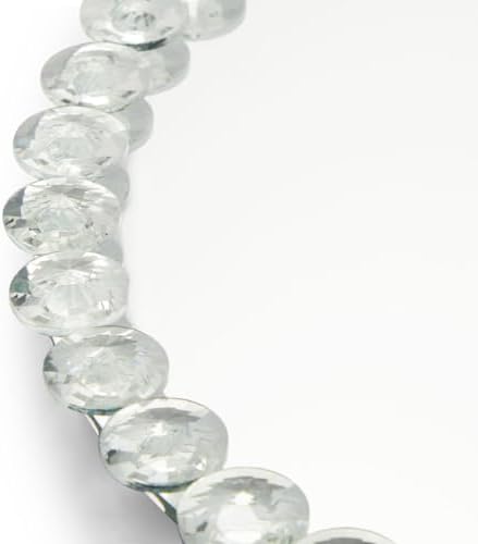 Okuna Outpost Crystal Bead Round Mirror Tray for Bathroom Decor - 12-inch, Silver, Modern - Perfume Organizer & Jewelry