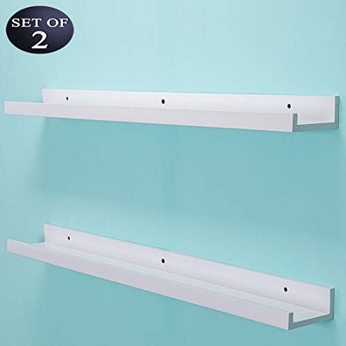 AZSKY 48 Inch Picture Ledge Shelf Floating Shelves Wall Mounted Set of 2 White