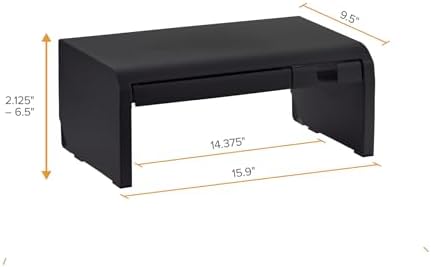 Bostitch Konnect Adjustable Monitor Riser with Drawer & Cell Phone Holder, Laptop Stand for Desk, 4 Height Levels, Cable