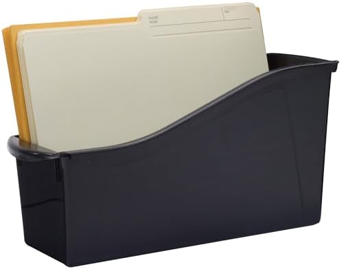 Storex Large Book Bin - Interlocking Plastic Organizer for Home, Office, and Work Space - Black, 6-Pack (70109C06C)