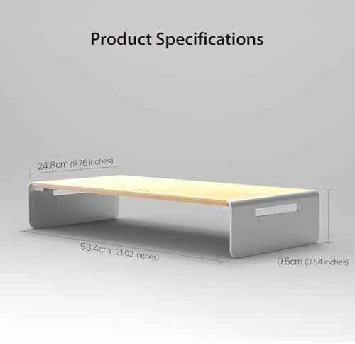 j5create Premium Monitor Stand, Made with Elegant Wood and Sleek Aluminum
