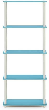 Furinno TURN-N-TUBE Storage Shelves, 5-Tier Book Shelf, Corner Shelf, Toolless Open Shelves, for Organization and Storag