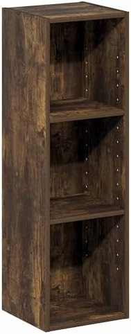Furinno Fulda Book Shelf, 3-Tier Narrow Bookshelf, Bookcase with 10-in Width Storage Shelf, 9.3 x 9.8 x 31.5, for Living