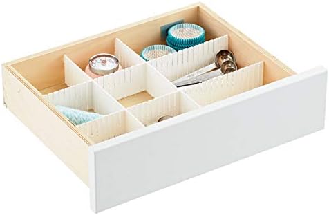 ZOENHOU 60 PCS 12.6 x 2.76 Inch White Drawer Dividers, Adjustable Premium Plastic Drawer Divider Organizers for Makeup D