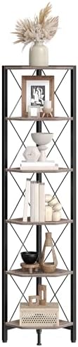 CHOEZON 6-Tier Corner Shelf, Corner Bookcase, 66.9" Tall Vertical Display Rack, Plant Stand, Open Storage Shelf, for Liv