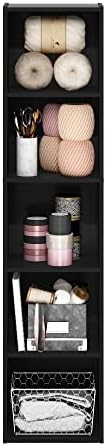 Furinno PASIR Book Shelf, 5-Tier Modern Bookshelf, Open Shelves Bookcase 9 x 12 x 52, Easy Assembly, for Living Room, Be
