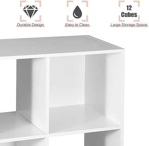 JupiterForce 12-Cube Storage Organizer, Bookcase, Cubical Storage Shelf, Cabinets Organizer, Unit Bookshelf with Back Pa