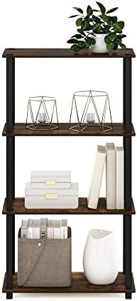 Furinno TURN-S-TUBE Storage Shelves, 4-Tier Book Shelf, Corner Shelf, Toolless Open Shelves, for Organization and Storag