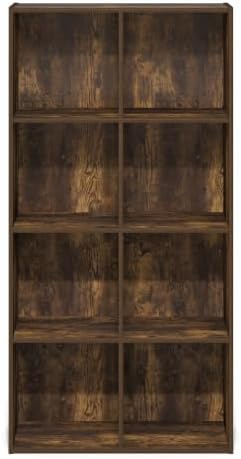 Furinno LUDER Book Shelf, 8-Cube Bookshelf, Bookcase, Amber Pine