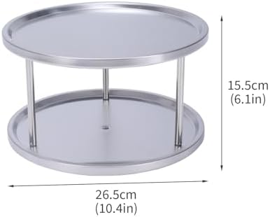 Lazy Susan 2-Tier Stainless Steel Turntable Organizer for Medicine, Vitamin and Pill Bottle Organizer 360° Rotating Tray