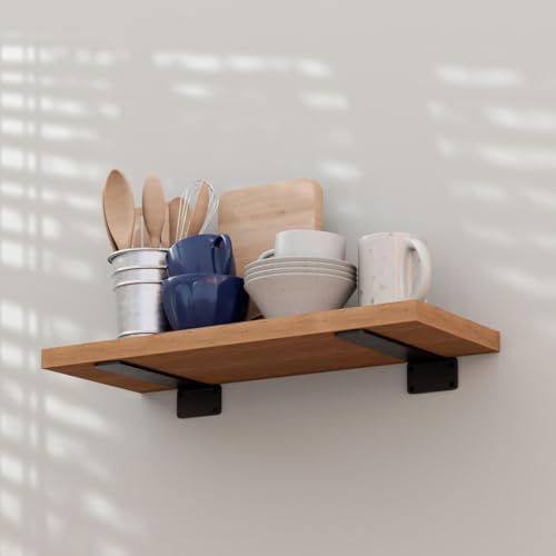 LEOPO 12 inch 12 Pack Floating Shelf Brackets, 1/5" Thick Hidden L Bracket