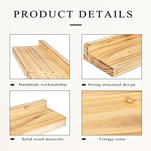 Freezing point Floating Shelves for Wall Set of 2 Natural Wood 16Inch Wall Shelf Decor Plant Display Collectibles Mounte
