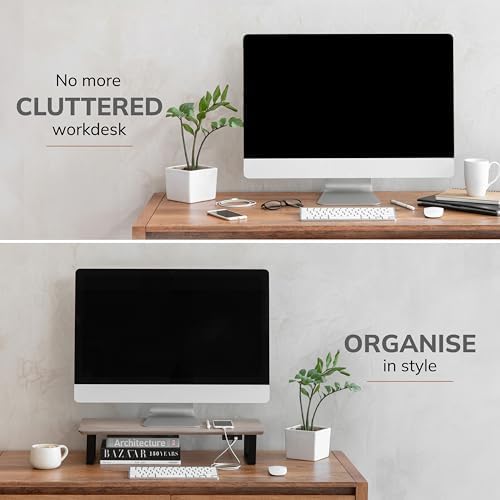 Anji Mountain Monitor Stand for Desk - Desktop Organizer & Laptop Riser, Ergonomic Monitor Riser, Space-Saving, Durable,