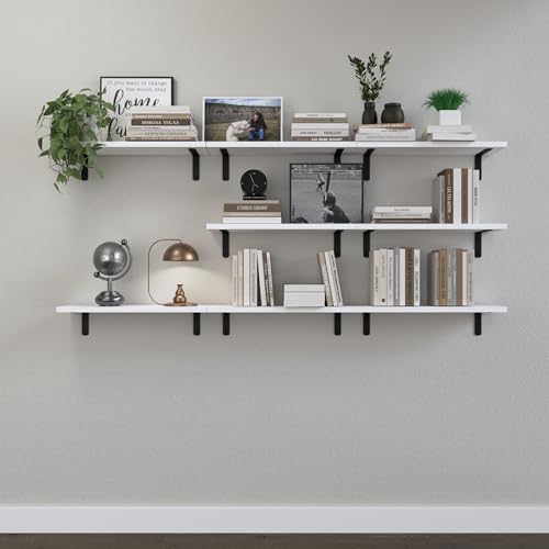 DOLLFIO Floating Wall Shelves, Decor & Storage, White, 16.5'', 8Pcs
