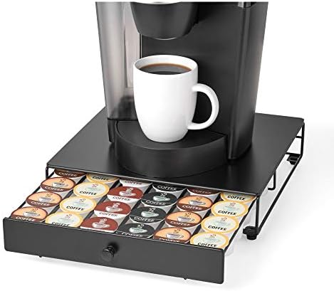 Nifty Rolling Coffee Pod Drawer – Black Finish, Compatible with K-Cups, 36 Pod Pack Holder, Compact Under Coffee Pot Sto