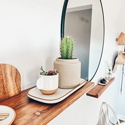 Mora Ceramic Decorative Tray - Rectangle 10in Dish for Jewelry, Soap Dispenser, Perfume, Makeup, Accessories, Candle, in