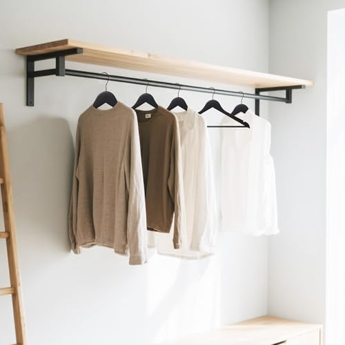 Wooden Clothes Hangers with Pants Bars, Black, 96-Pack