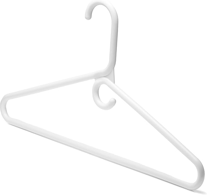 DEILSY™ Heavy Duty Plastic Hangers 10 Pack - Extra Heavy Duty Hangers for Clothes, Thick White Plastic Hangers, Strong Clothes Hangers with Hook for Scarves & Belts
