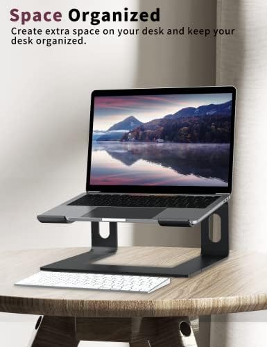 ALASHI Ergonomic Laptop Stand, Aluminum Desk Riser, 10-15.6", Black