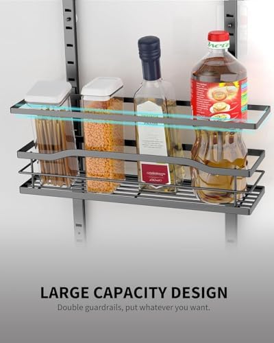 Moforoco 6-Tier Over The Door Pantry Organizer, Pantry Organization and Storage, Black Hanging Basket Cabinet Door Wall