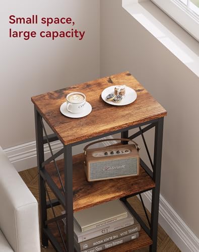 YMYNY Bookcase, Narrow Bookshelf, Large Capacity, Rustic Brown HST008H