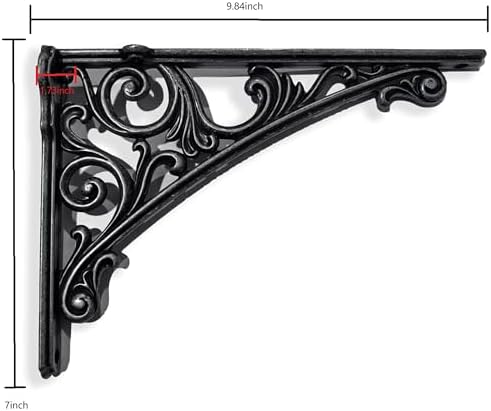 Khtumeware Shelf Bracket 10 Inch, Decorative Brackets for Shelving, Heavy Duty Vintage Ornate Shelf Bracket, Hardware In