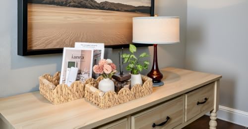 Kriitools Scalloped Toilet Paper Storage Basket, Farmhouse Home Decor