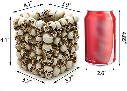 Halloween Decor Skull Pen Holder - Goth Human Skull Makeup Accessory Brush Holder for Desk Gothic Spooky Pencil Cup Desktop Storage box Organizer for Home Office Women Man Birthday Gift