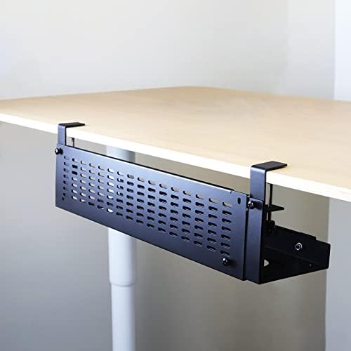 AEONS Under Desk Cable Management Tray Kit - Horizontal Adjustable up to 41” Removable C Clamp Mount Reversible Computer