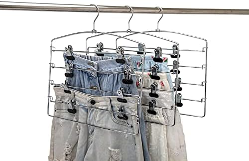 Quality Multi-Bar Metal Pants Hangers – 5-Bar, 3-Pack