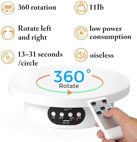 YVV Motorized Rotating Display Stand for Epoxy Glitter Tumbler, 360° Cup Turner Electric Turntable for Products Photogra