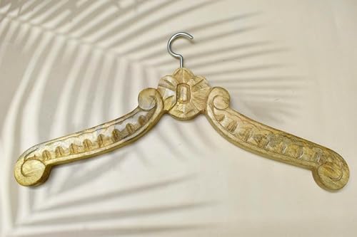 Wooden Coat Hanger Handmade Vintage Wooden Suit Jacket Clothes Hanger for Groom & Bridal Wedding Dress Non Slip Smooth Finish Swivel Hook Bridal Shower Party Favor Gift Ideas (18 Inch)